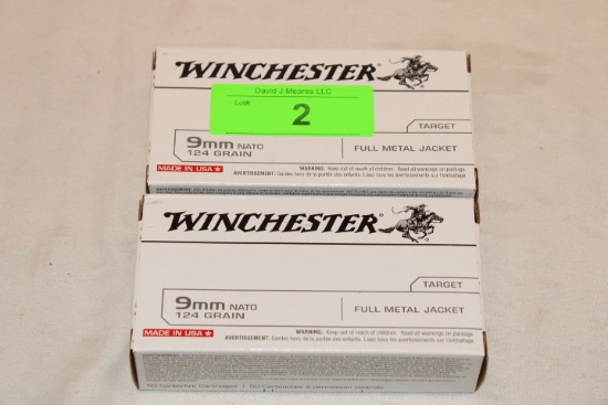 100 Rounds of Winchester 9mm NATO 124 Gr. FMJ Ammo