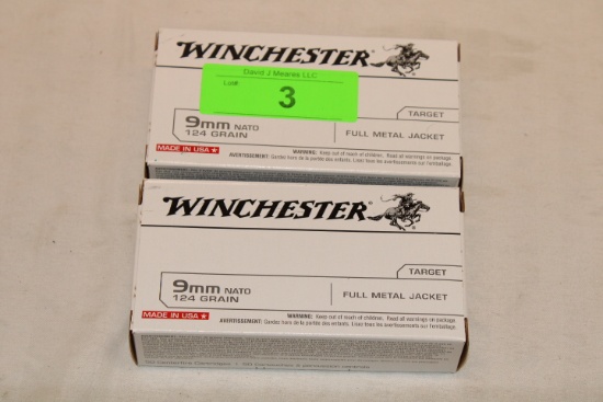 100 Rounds of Winchester 9mm NATO 124 Gr. FMJ Ammo