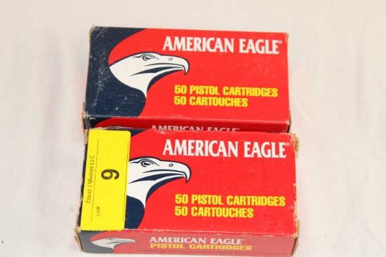 100 Rounds of American Eagle 9mm Luger 124 Gr. MC Ammo
