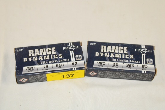 100 Rounds of Fiocchi .380 Auto. 95 Gr. FMJ Ammo
