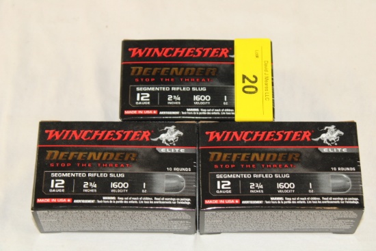 30 Rounds of Winchester "Defender" .12 Ga. Rifled Slugs