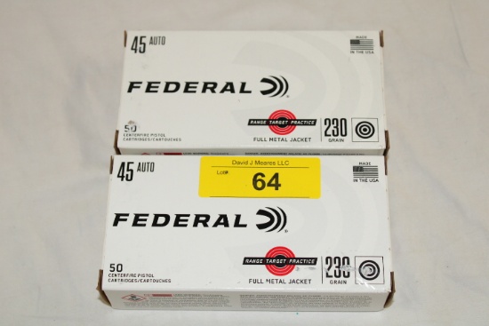 100 Rounds of Federal .45 Auto. 230 Gr. FMJ Ammo