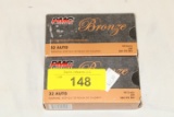 100 Rounds of PMC Bronze .32 Auto. 60 Gr. JHP Ammo