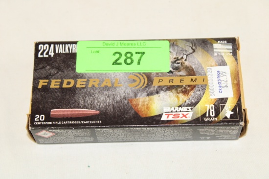 20 Rounds of Federal Premium 224 Valkyrie 78 Gr. Ammo