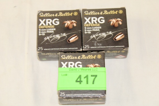 75 Rounds of Sellier & Bellot 9mm Luger 100 Gr. XRG Ammo