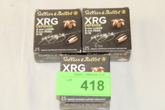 75 Rounds of Sellier & Bellot 9mm Luger 100 Gr. XRG Ammo