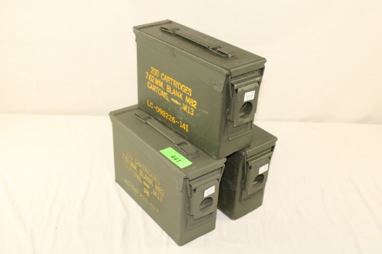 (3) Small Size Metal Ammo Cans.  M19A1.