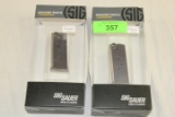 (2) Sig Sauer 938 9mm 6 Round Magazines.