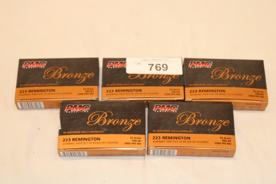100 Rounds of PMC "Bronze" .223 REM. 55 Gr. FMJ-BT Ammo