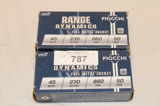 100 Rounds of Fiocchi "Range Dynamics" .45 Auto. 230 Gr. FMJ Ammo