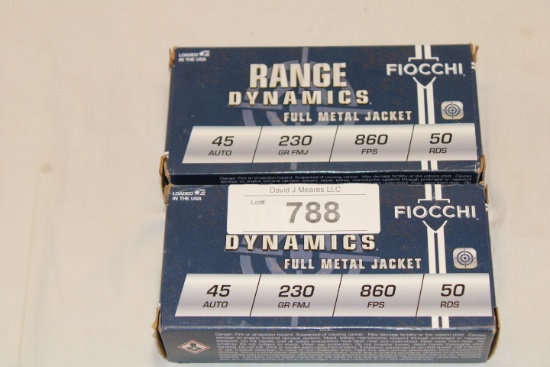 100 Rounds of Fiocchi "Range Dynamics" .45 Auto. 230 Gr. FMJ Ammo