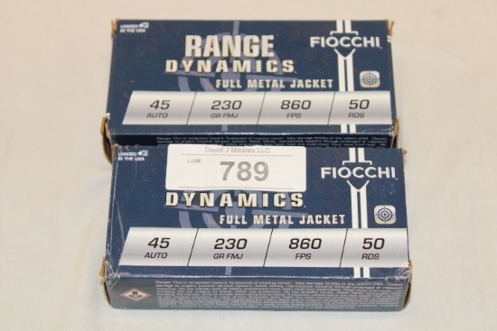 100 Rounds of Fiocchi "Range Dynamics" .45 Auto. 230 Gr. FMJ Ammo