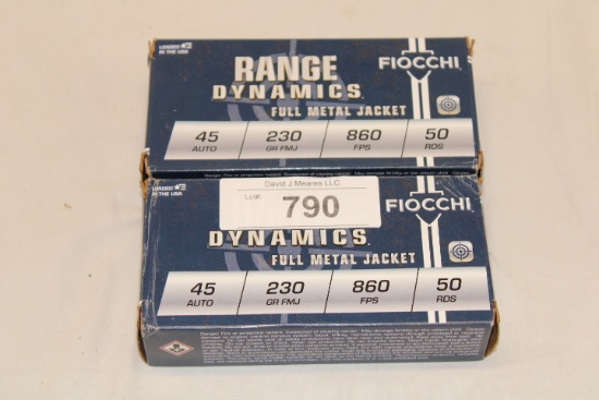 100 Rounds of Fiocchi "Range Dynamics" .45 Auto. 230 Gr. FMJ Ammo