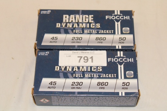 100 Rounds of Fiocchi "Range Dynamics" .45 Auto. 230 Gr. FMJ Ammo