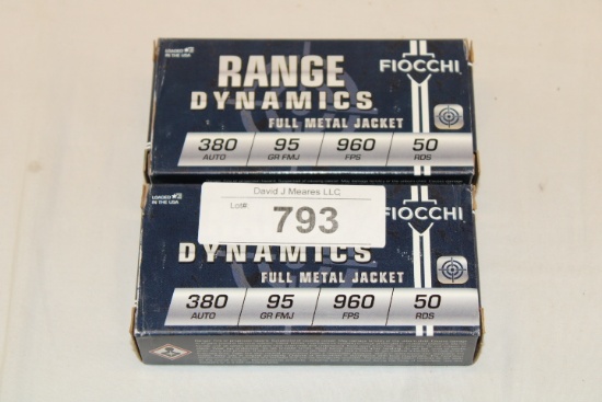 100 Rounds of Fiocchi "Range Dynamics" .380 Auto. 95 Gr. FMJ Ammo