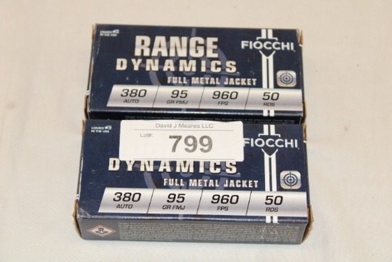 100 Rounds of Fiocchi "Range Dynamics" .380 Auto. 95 Gr. FMJ Ammo