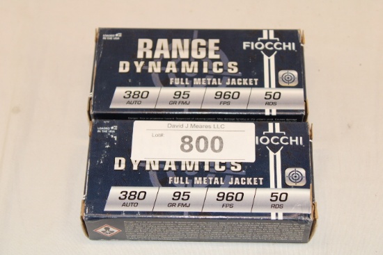 100 Rounds of Fiocchi "Range Dynamics" .380 Auto. 95 Gr. FMJ Ammo