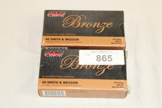 100 Rounds of PMC "Bronze" .40 S&W 165 Gr. FMJ-FP Ammo
