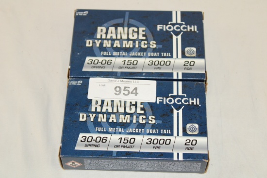 40 Rounds of Fiocchi "Range Dynamics" .30-06 SPRG. 150 Gr. FMJ-BT Ammo
