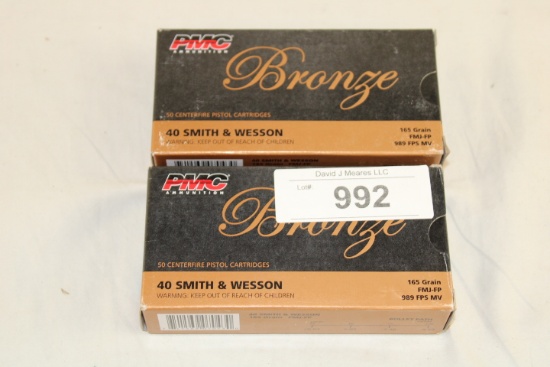 100 Rounds of PMC "Bronze" .40 S&W 165 Gr. FMJ-FP Ammo
