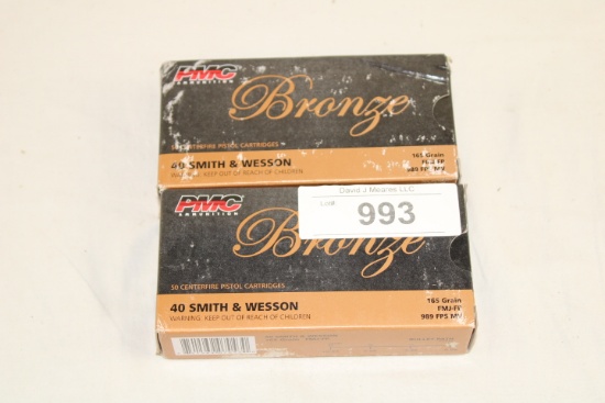 100 Rounds of PMC "Bronze" .40 S&W 165 Gr. FMJ-FP Ammo