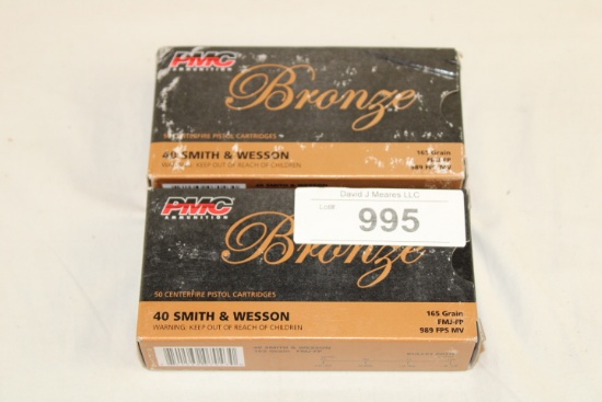 100 Rounds of PMC "Bronze" .40 S&W 165 Gr. FMJ-FP Ammo