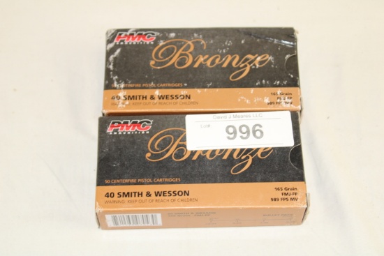 100 Rounds of PMC "Bronze" .40 S&W 165 Gr. FMJ-FP Ammo