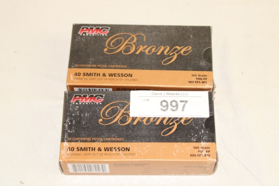100 Rounds of PMC "Bronze" .40 S&W 165 Gr. FMJ-FP Ammo