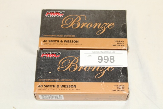 100 Rounds of PMC "Bronze" .40 S&W 165 Gr. FMJ-FP Ammo