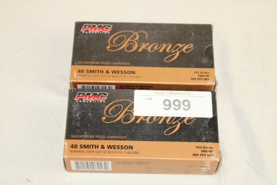 100 Rounds of PMC "Bronze" .40 S&W 165 Gr. FMJ-FP Ammo