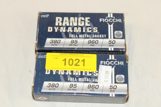 100 Rounds of Fiocchi "Range Dynamics" .380 Auto. 95 Gr. FMJ Ammo