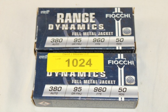 100 Rounds of Fiocchi "Range Dynamics" .380 Auto. 95 Gr. FMJ Ammo