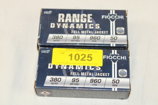100 Rounds of Fiocchi "Range Dynamics" .380 Auto. 95 Gr. FMJ Ammo