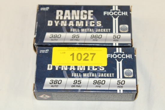 100 Rounds of Fiocchi "Range Dynamics" .380 Auto. 95 Gr. FMJ Ammo