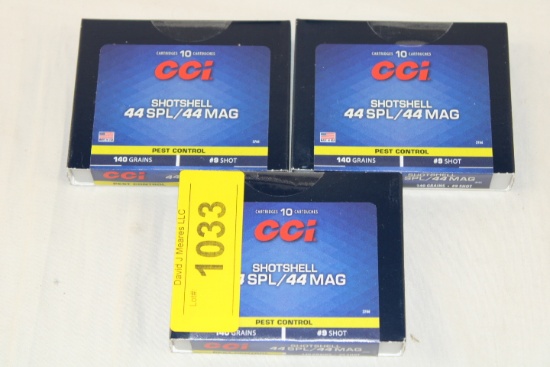 30 Rounds of CCI 44SPL/44MAG 140 Gr. #9 Shot Shotshells