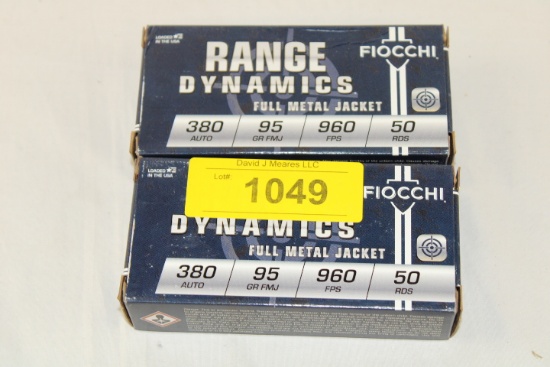 100 Rounds of Fiocchi "Range Dynamics" .380 Auto. 95 Gr. FMJ Ammo