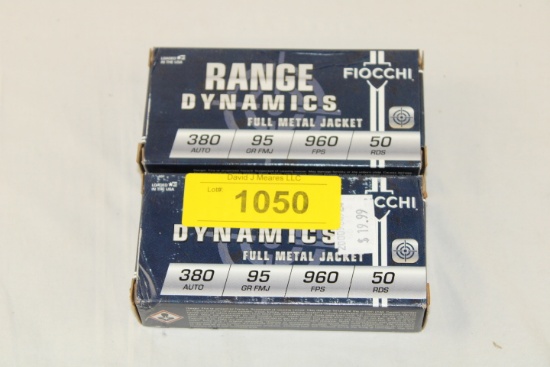 100 Rounds of Fiocchi "Range Dynamics" .380 Auto. 95 Gr. FMJ Ammo