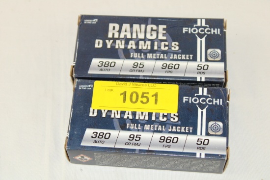 100 Rounds of Fiocchi "Range Dynamics" .380 Auto. 95 Gr. FMJ Ammo