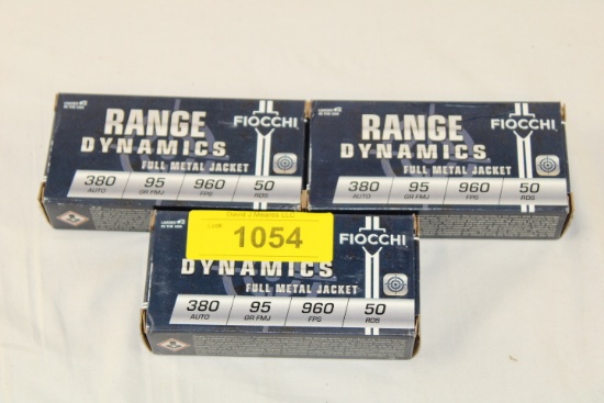 150 Rounds of Fiocchi "Range Dynamics" .380 Auto. 95 Gr. FMJ Ammo