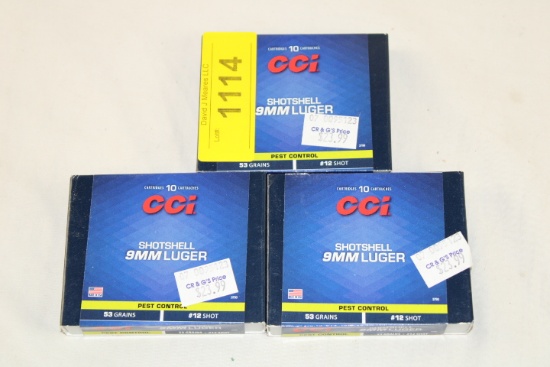 30 Rounds of CCI 9mm Luger 53 Gr. #12 Shotshells