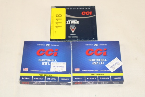 60 Rounds of CCI Shotshells. 22 WMR and 22LR #12 Shotshells.