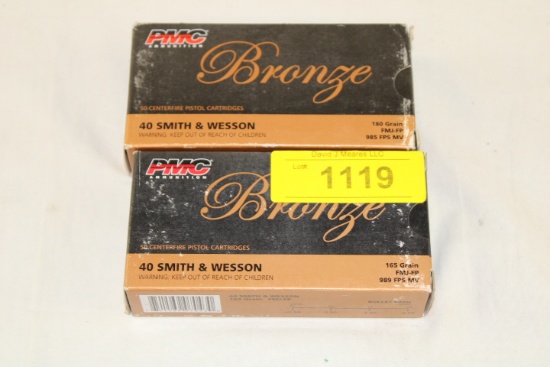 100 Rounds of PMC "Bronze" 40 S&W 165 Gr. FMJ-FP Ammo