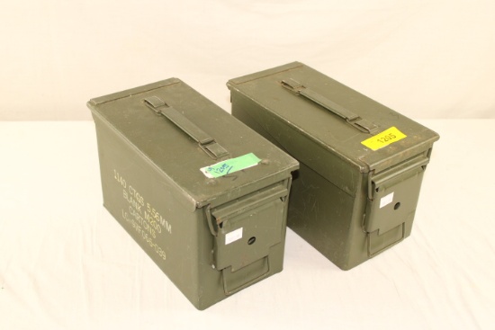2 Large Size Metal Military Ammo Boxes.  Used.