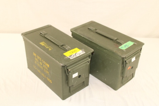 2 Large Size Metal Military Ammo Boxes.  Used.