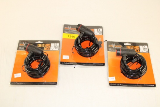 (3) Big Game "Treestand Lock" Cable w/Key.  New!