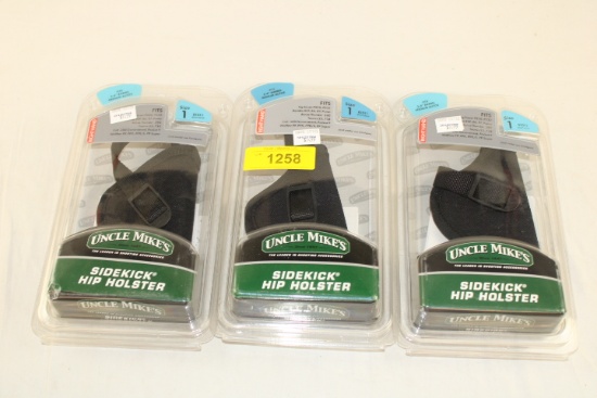 (3) Uncle Mike's Size 1 Sidekick Hip Holsters.  New!