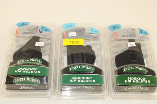 (3) Uncle Mike's Size 1 Sidekick Hip Holsters.  New!