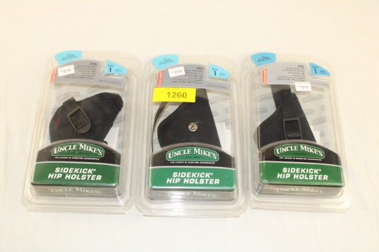 (3) Uncle Mike's Size 1 Sidekick Hip Holsters.  New!