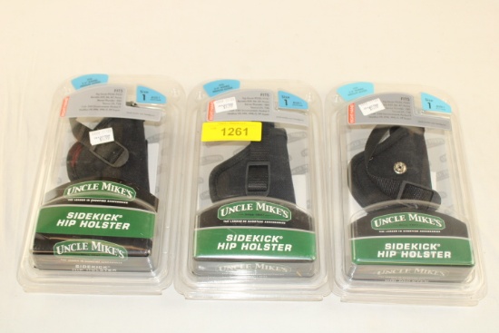 (3) Uncle Mike's Size 1 Sidekick Hip Holsters.  New!