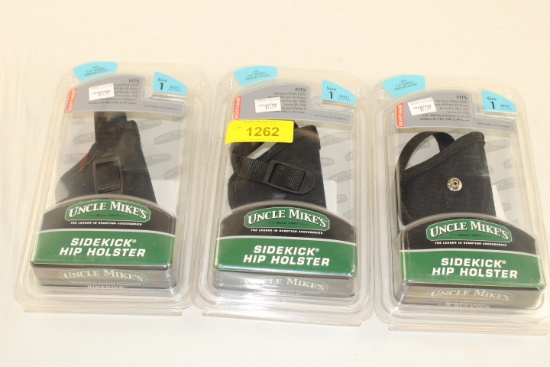 (3) Uncle Mike's Size 1 Sidekick Hip Holsters.  New!